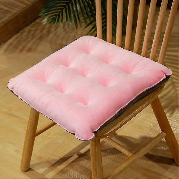 Lämpligt set med 2 sittdynor, stolsdynor med band, sammets sittdyna för inomhus- och utomhusbruk (mörkblå, fyrkantig 40x40 cm)