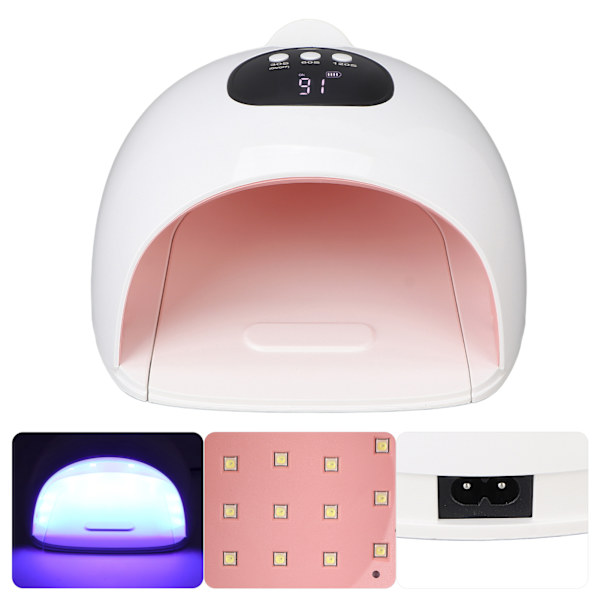 72W UV LED-nagelgelhärdningslampa 3 tidsinställningar 36 st ljuschips Snabbtorkande nagellackgel torktumlare 100-240V US-kontakt