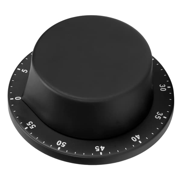 Svart mekanisk kjøkkentimer i rustfritt stål med magnet for læring og baking