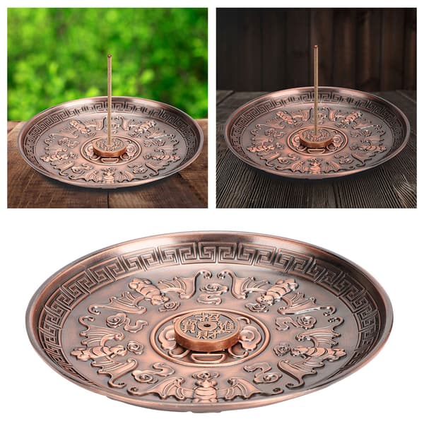 Røkelsesholder Five Blessing Plate Stick Brenner Stativ Lilla Bronse Sink Legering Hjem Tilbedelse