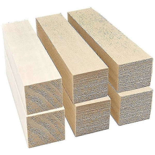 6 stk. Lindetræ Skæreblokke til Træ Begyndere Skære Hobby Kit DIY Skære Træ