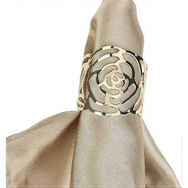 Servietringe, Servietknapper, Servietholder, 12 stk. Udskåret Rose Design Metal Servietholder