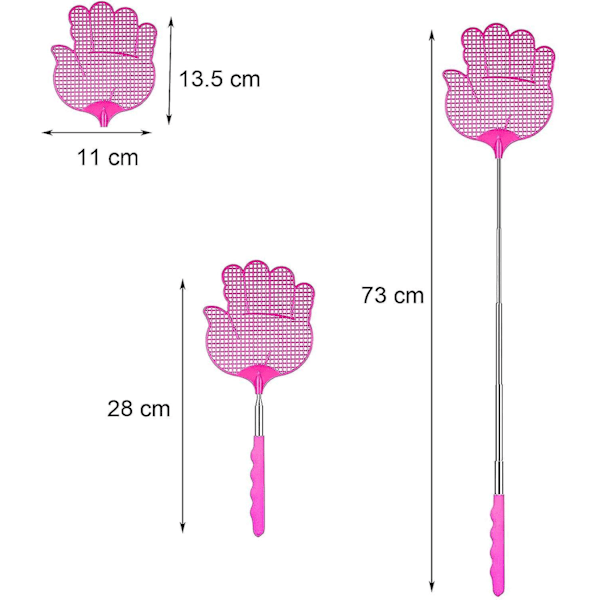 Hållbar Teleskopisk Flugsmälla, Manuell Skadedjursbekämpning, 2-Pack, Rosa + Blå