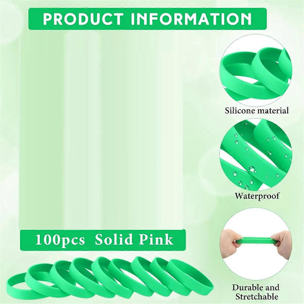 100 stk. blanke elastiske ensfarvede silikone armbånd, strækbare, C