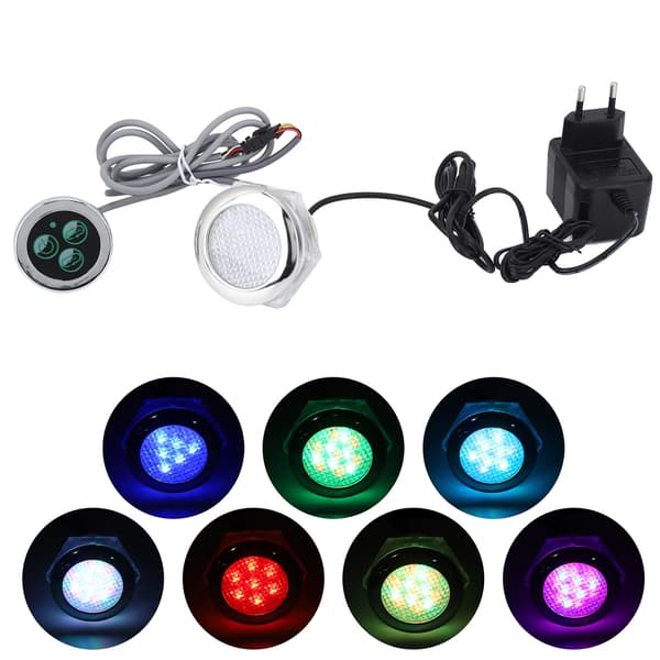 Farverige undervandslys 12V vandtæt LED-lampe med controller til pool boblebad EU 230-240V