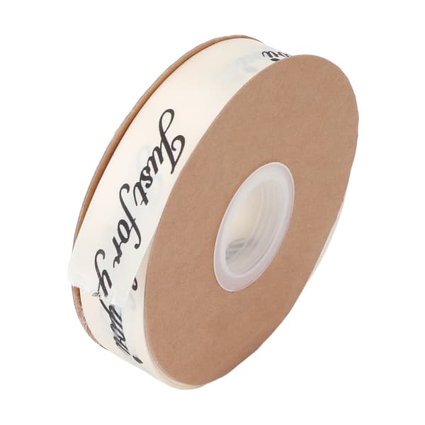 2,5 cm satengbåndrull 45yd \"Just for You\" polyester for DIY bryllupsdekorasjon bursdagskakepakking Beige
