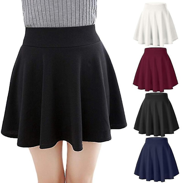 Flared Mini Skirt for Women - Versatile og Stretchy, 6 Størrelser, Perfekt for Sommer Casual Outfits L Black