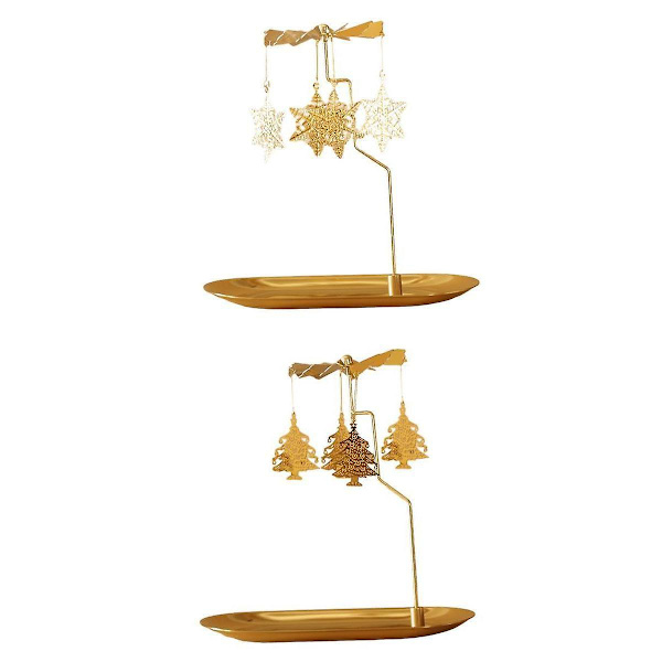 2-pack Ljusstake Roterande Värmeljushållare Ställ Snöflinga Julgran