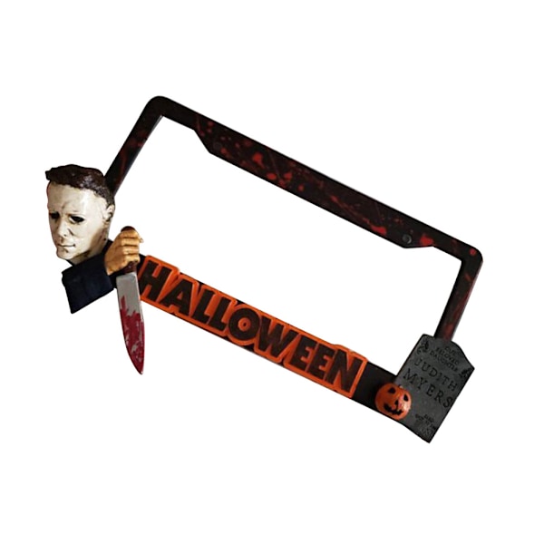 Halloween-kauhuelokuvan rekisterikilven kehys Rekisterikilven suojukset Pelottava auton rekisterikilven kehys Henkilökohtaiset auton lisävarusteet