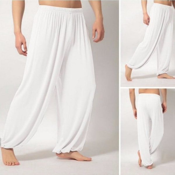 Svarte Baggy Harem Yoga Bukse for Menn Belly Dance Slacks 2XL