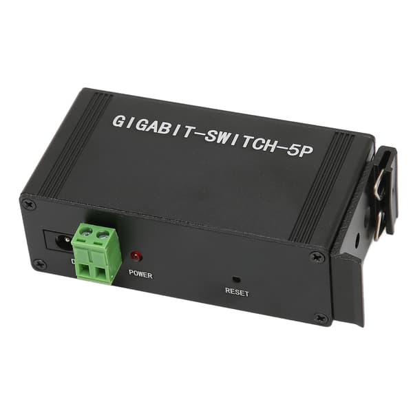 5-ports Gigabit Ethernet-switch Fuld Duplex 10 100 1000M Computer-netværksswitche i aluminiumslegering US-stik 100‑240V