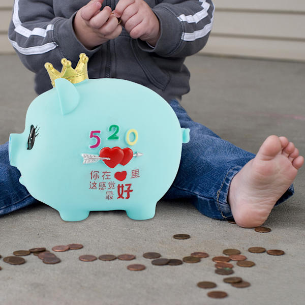 1st Mjuk tecknad Piggy Pengar Sparlåda Myntsparbank Barnpresent (Blå)
