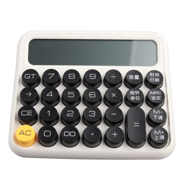 12-sifret kalkulator Stor LCD-skjerm Stor knapp Standard mekanisk bryterkalkulator for kontorskolehjem Porselen Hvit