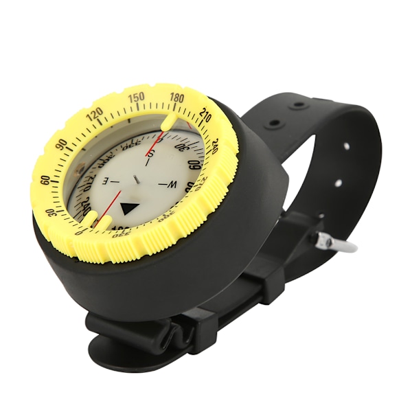 CP-991 Lettvekts Sterk Magnet 50M Klokke Balansert Vanntett Undervanns Lysende Dykker Håndleddskompass Gul