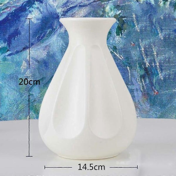 Blomvas i lantlig stil Blomkruka Dekorativ Vas Ornament Tillverkad av Plast (Vit)