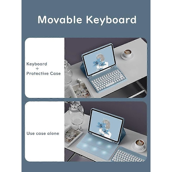Etui til iPad 10. generation 2022 10.9\" Tastatur (Lyserød)