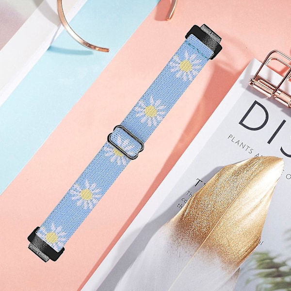 Fitbit Inspire 3 Nylon Elastisk Flettet Solo Loop Sport Watch Band Sort - 4 Blå Daisy