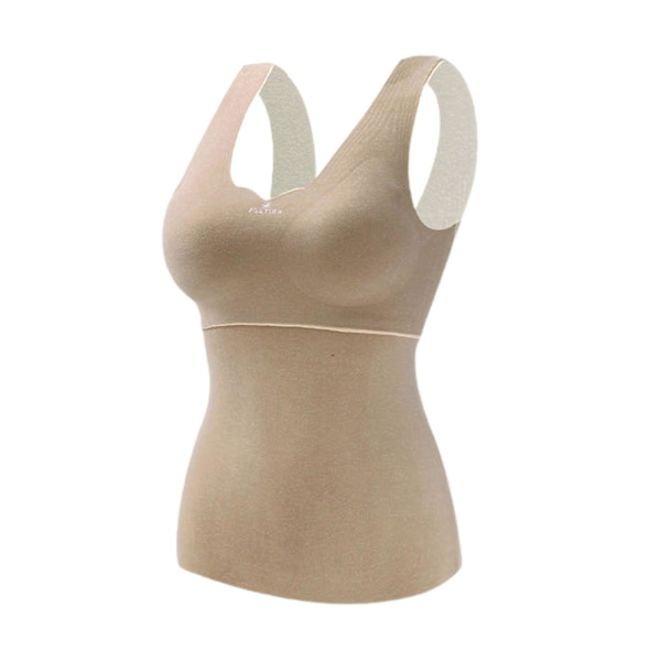Naisten Slim Fit Saumaton Topi Integroidulla Rintaliivillä - Khaki