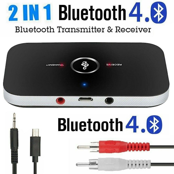 Bluetooth 2-in-1 Langaton Äänensovitin 3.5mm Aux Lähetin Vastaanotin