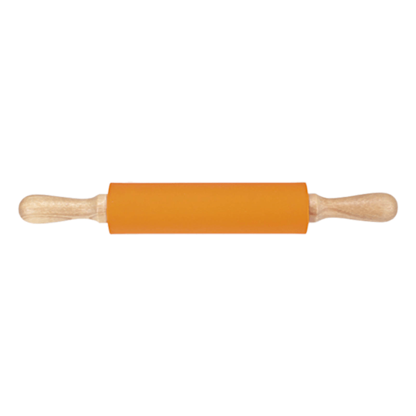 Extended Silicone Rolling Pin Solid Wooden Handle Non Stick Surface Rolling Pin Baking Tools Orange