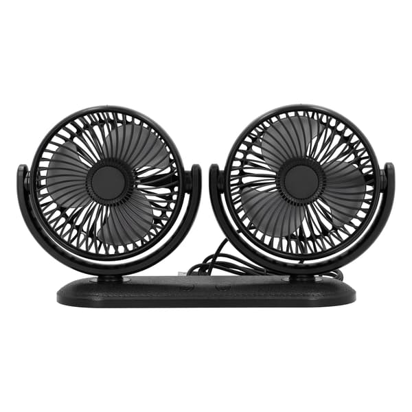 Bil Auto Ventilator 360 Grader Justerbar 3-Niveauer Luftkøling Dobbelt Hoved Lydløs USB Køler DC201