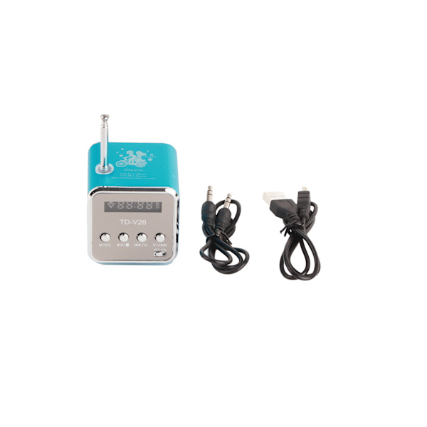 Mini Bluetooth-højttaler klar lyd 4 knapper Design skærmdisplay FM-radio Trådløs bærbar Bluetooth-højttaler Blå Bluetooth-version
