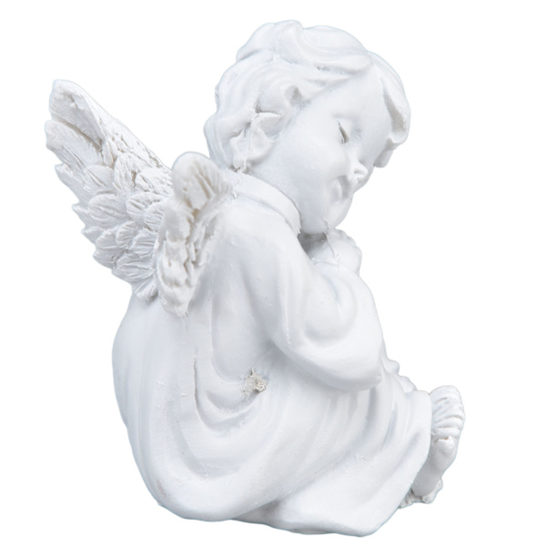 Cherub Statue Syntetisk harpiks Materiale Dejlig stil hvid baby figurer til festdekorationer Cherub statue venstre