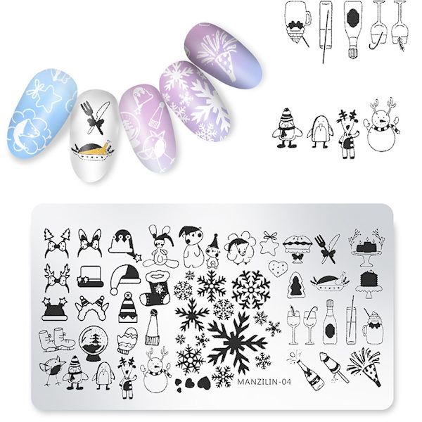 5 st jul nail art stämpel mallar DIY nail art plattor kit för hemmasalong användning