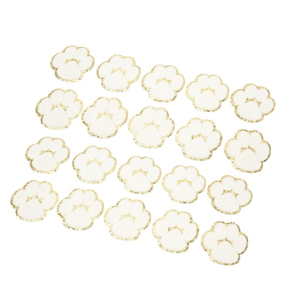 20 st Cat Paw Iron On Patches Mode Vita Cat Paws Sy Broderade lappar för ryggsäckar Kläder Jackor