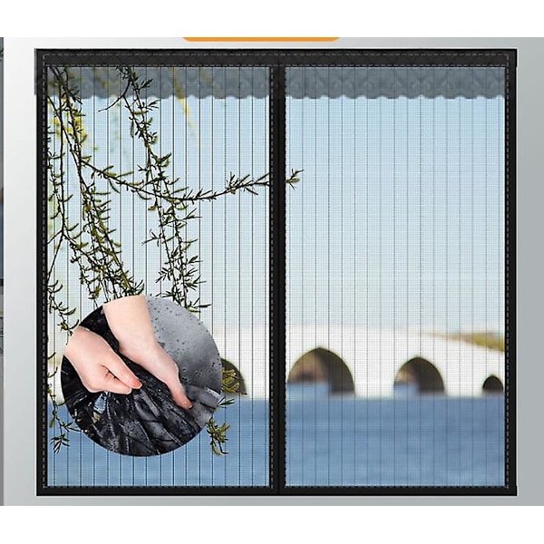Magnetisk myggnetting - Svart, 80*100cm, Selvklebende, Automatisk lukking
