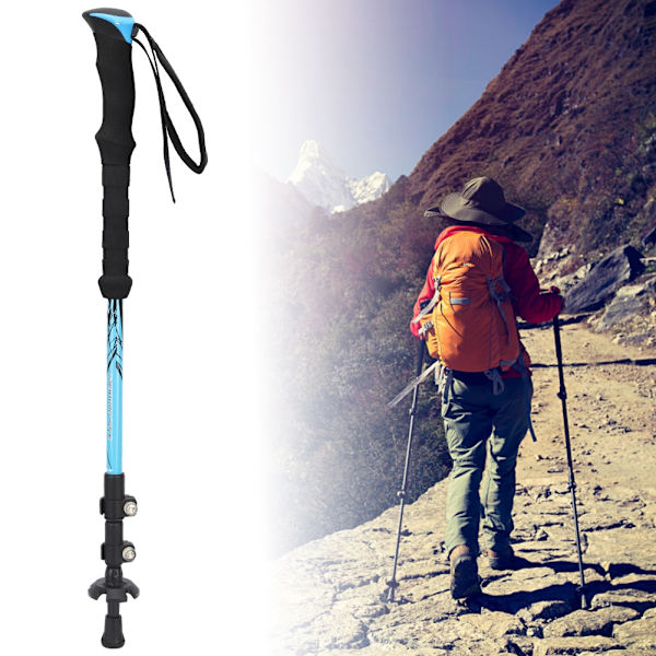 7075 Aluminiumlegering Udendørs Klatring Strækbar Trekkingstav Alpenstock Udenfor Lås Caneblue