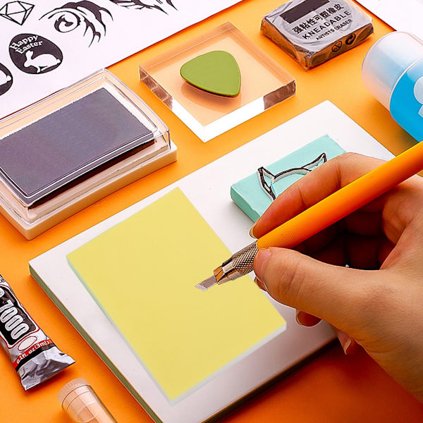 5 stk flerfarget dobbeltlags gummistempelskjæringsblokk DIY-stempler håndverksartikler