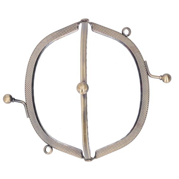 Metallisk plånboksram halvrund präglad retro dubbelring antik mässingshandtag 10,5 cm