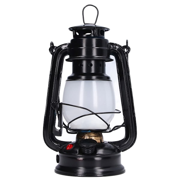 LED-lykta Campingljus Uppladdningsbar Lampa Retro Stil Bärbar EU-kontakt 110-240V Varmvitt LjusSvart