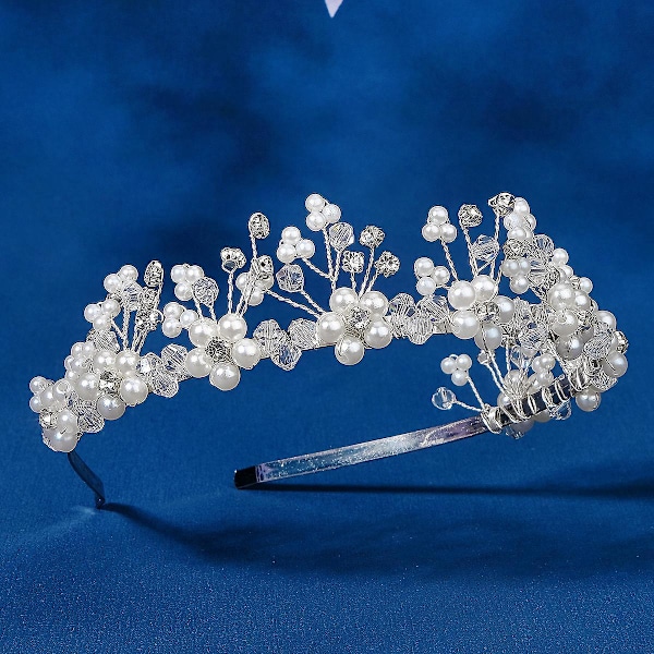 Brudehodebånd Krystall Tiara for Kvinner Perle Bryllup Hodeplagg for Brud Hårtilbehør for Ball Bursdagsfest