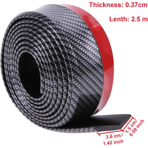 Kolfiber främre stötfångare Spoiler läppskydd - 8,2 fot/2,5 m Universal anti-scratch främre läpp för bil
