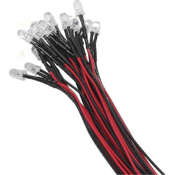 20 X 3 Mm LED'er Med 20 Cm Kabel DC 12 V LED Færdigkablet Monteringsringe Plastik (blå) Zekai