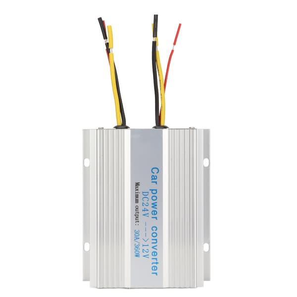 Bilstrømomformer 30A/360W aluminiumslegeringsskal DC24V til 12V multipel beskyttelse bilomformer til køretøjer LCD-system