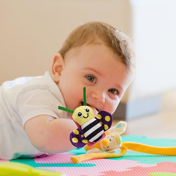 1 par baby håndleddsleker og 1 par sokkeleker sett pedagogisk utvikling plysjleker babygave