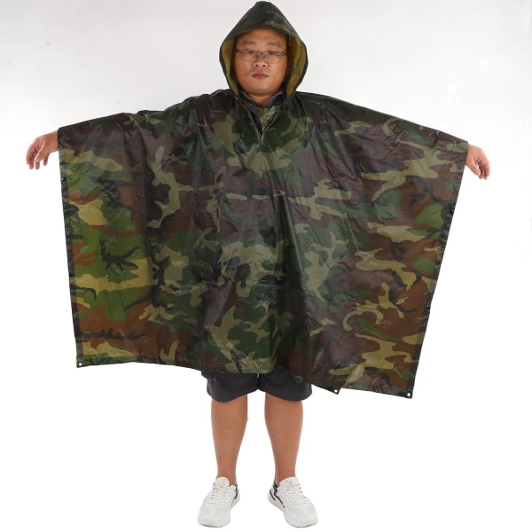 NYHET Vattentät Army Hooded Ripstop Jakt Camping Vandring Militär Regn Poncho