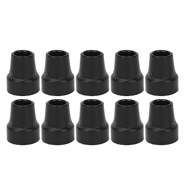 10 stk. Krykkespids Gummi 19 mm Indvendig diameter Skridningsmodstand Universal Heavy Duty Walking Cane Tip Sort