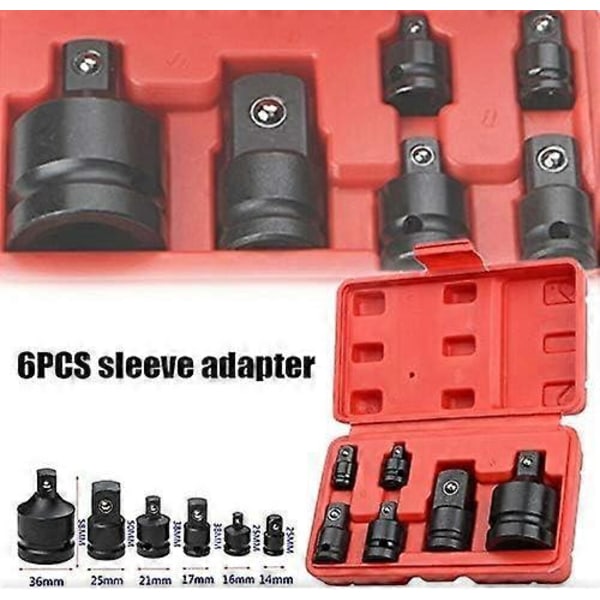 6 Deler Serie Impact Reduserer & Pipeadapter Pipenøkkel 1/4 1/2 3/8 3/4 Luftskralle