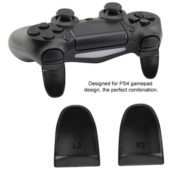 L2 R2 Förlängda Grepp Mjuk Touch Kontrollförlängare Knappar Förlängning Trigger för PS4 (Svart)