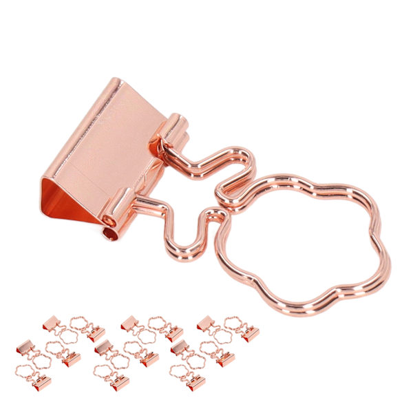 15 st roséguld-klämmor med stark klämkraft, små metallklämmor för kontor, skola, näckros