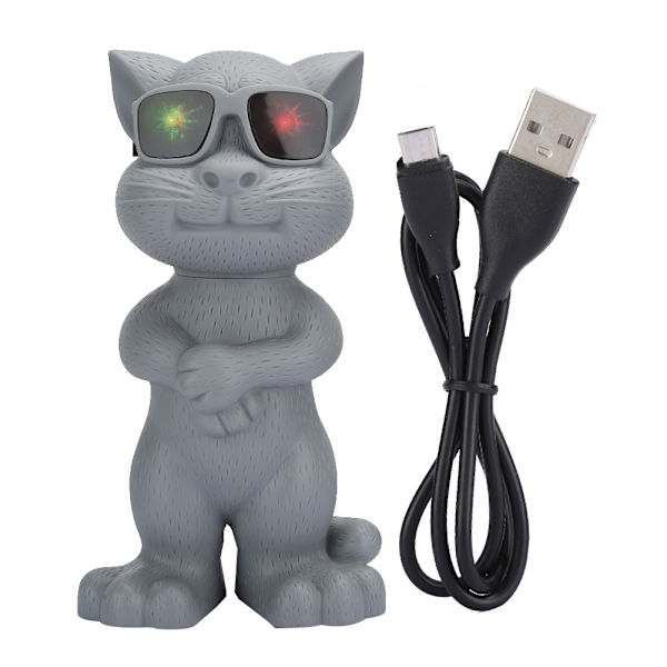 Cartoon Cat LED Bluetooth-högtalare Stereo Trådlös Plug-in Kort Musikspelare Grå