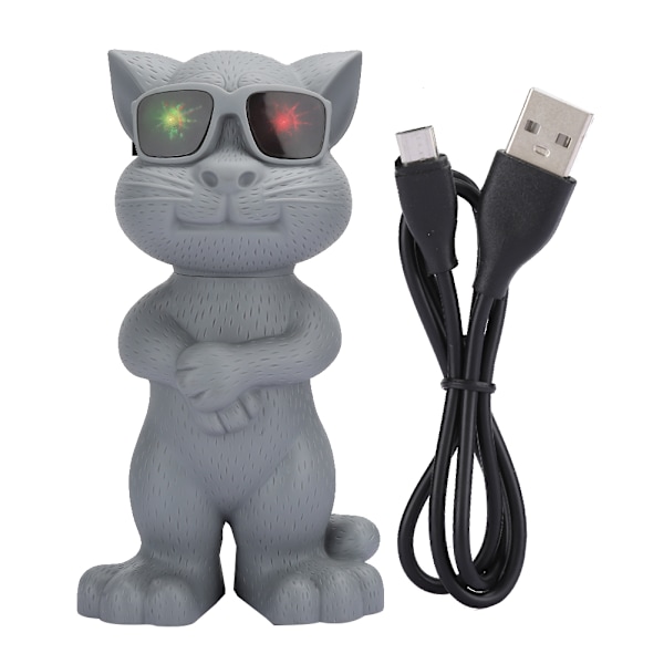 Piirretty kissa LED Bluetooth-kaiutin Stereo Langaton Plug-in-kortti Musiikkisoitin Harmaa