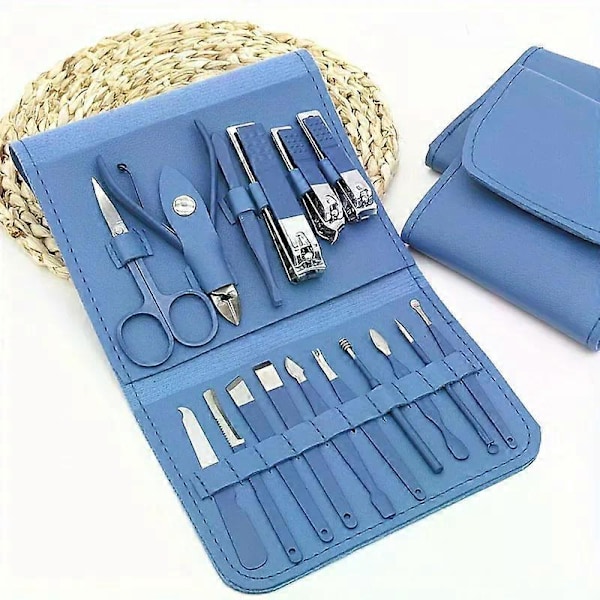 16-delars Professionell Akrylset med Nagelsax och Resefodral Manikyr- och Pedikyrset Klippverktyg Utan Strömförsörjning Lila