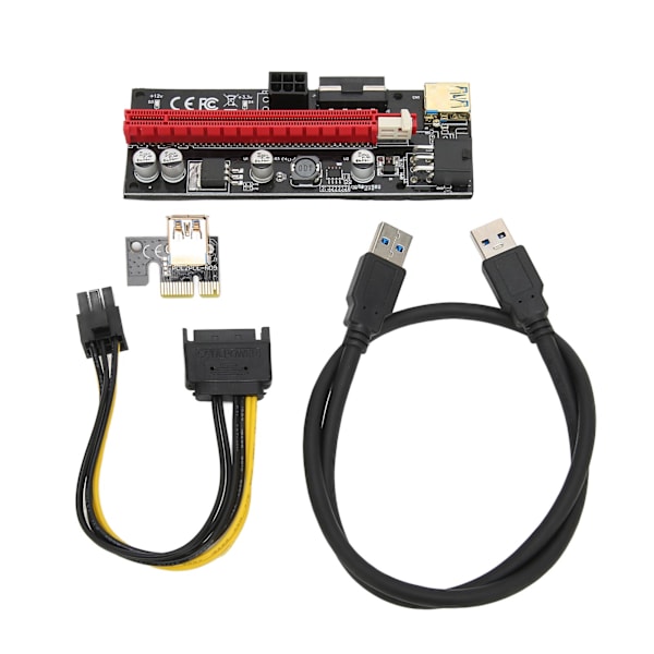 PCIE 1X til 16X Riser-kort 4 solide kondensatorer 6 PIN-interface USB-kabel fast spænde design PCIE GPU Riser Express-kabel Sort