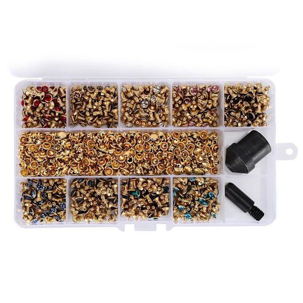 Kristall Rhinestone Nitar Dubbar med handpressverktyg Hårdvara dekoration för DIY Läder Craft Bag Kläder