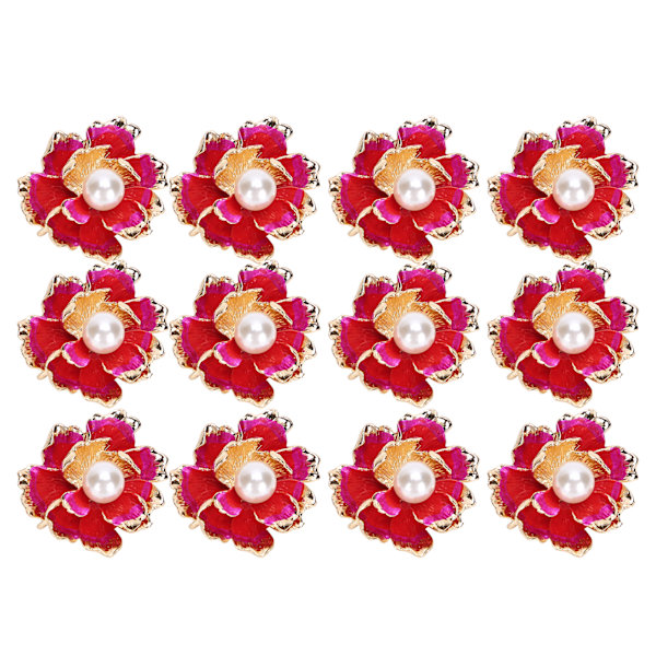 12 st klädesdekorationer Faux Pearls Dekoration Flatback Kläder Knapp för DIY Kläder Väska Hårklämma Liten Pion/ 108g